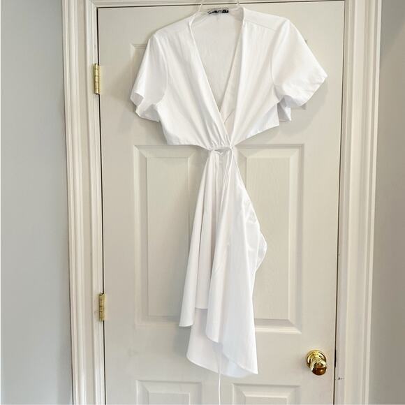 Zara Cut Out White Poplin Dress NWT Size XL SS22 WHITE 7385/084 Casual Summer - Picture 10 of 16